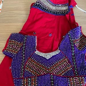 Red and Blue Girls Lehenga